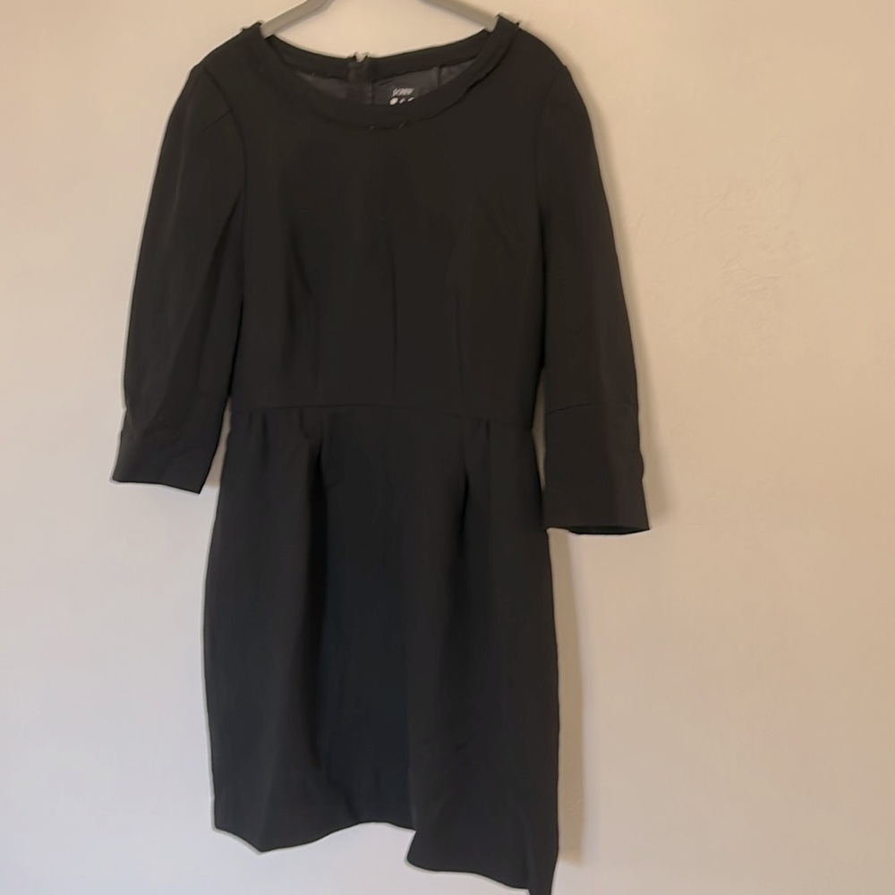 EUC J Crew Teddie Black Wool Crepe Sheath Dress